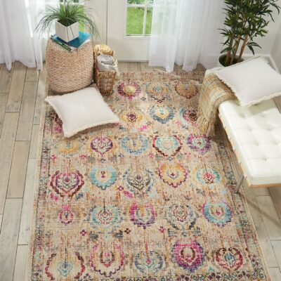 Vintage Kashan Ivory Multi Color