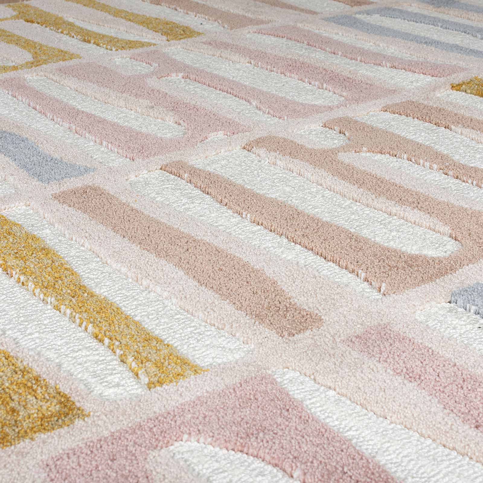 Zest Abstract Stripe Ochre Grey Blush - Image 3